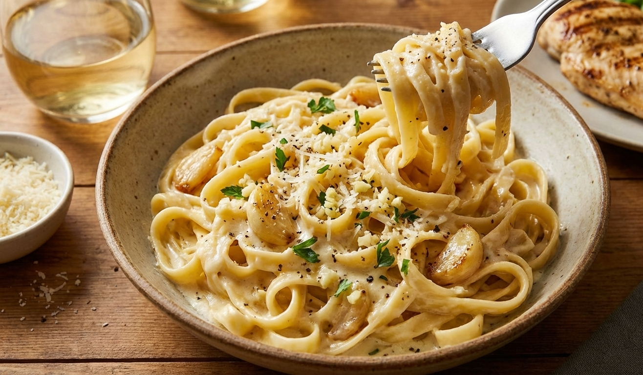 Creamy Garlic Fettuccine